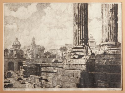 Rzym, Forum Augusta (akwaforta na papierze) autorstwa Augusto Baracchi