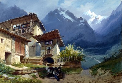 Scenografia do opery „Linda di Chamounix” Gaetano Donizettiego, Turyn, 1875 autorstwa Augusto Ferri
