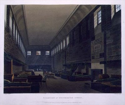 Akademik Szkoły Westminsterskiej, z „Historii Szkoły Westminsterskiej”, część „Historii Kolegiów”, ryt. J. Bluck (fl.1791-1831) wyd. przez R. Ackermanna autorstwa Augustus Charles (after) Pugin
