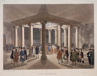Giełda Węgla, Londyn, 1808 autorstwa Augustus Charles Pugin, Thomas Rowlandson