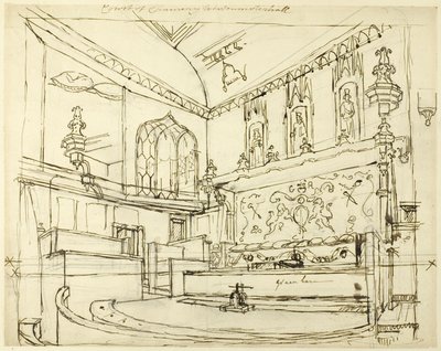 Sąd Kanclerski, Westminster Hall autorstwa Augustus Charles Pugin