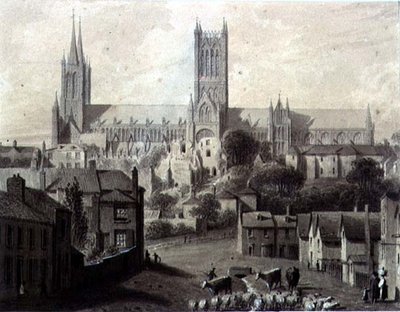 Katedra w Lincoln od południa autorstwa Augustus Charles Pugin