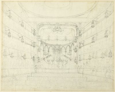 Studium do oratorium - teatr Covent Garden, z Mikrokosmosu Londynu autorstwa Augustus Charles Pugin