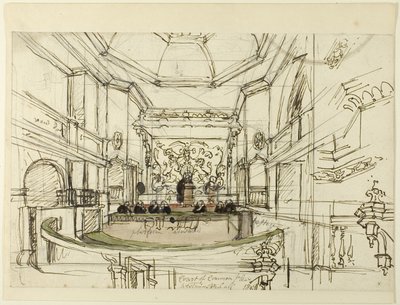 Studium dla Court of Common Pleas, Westminster Hall, z Mikrokosmosu Londynu autorstwa Augustus Charles Pugin