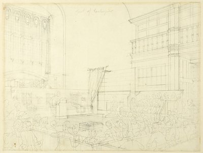 Studium dla Sądu Skarbowego, z Mikrokosmosu Londynu autorstwa Augustus Charles Pugin