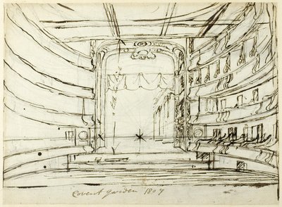 Studium dla teatru Covent Garden z Microcosm of London autorstwa Augustus Charles Pugin