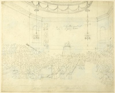 Studium dla Debating Society w Piccadilly, z Mikrokosmosu Londynu autorstwa Augustus Charles Pugin