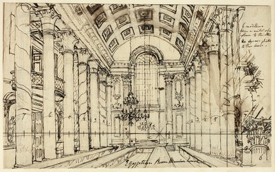 Studium dla Egyptian Hall Mansion House, z Microcosm of London autorstwa Augustus Charles Pugin