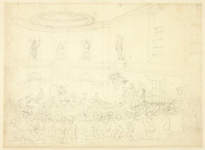 Studium dla India House, Sale Room, od Microcosm of London autorstwa Augustus Charles Pugin