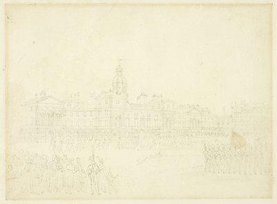 Studium dla Mount Guard, St James Park, z Microcosm of London autorstwa Augustus Charles Pugin