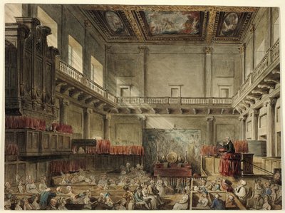 Studia dla Royal Chapel, Whitehall, w Microcosm of London autorstwa Augustus Charles Pugin