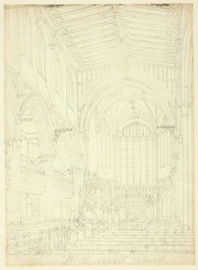 Studium dla kościoła św. Małgorzaty, z Mikrokosmosu Londynu autorstwa Augustus Charles Pugin