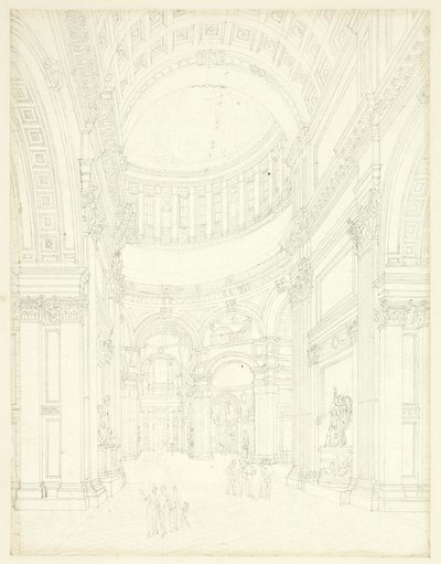Studium dla katedry św. Pawła, z Mikrokosmosu Londynu autorstwa Augustus Charles Pugin