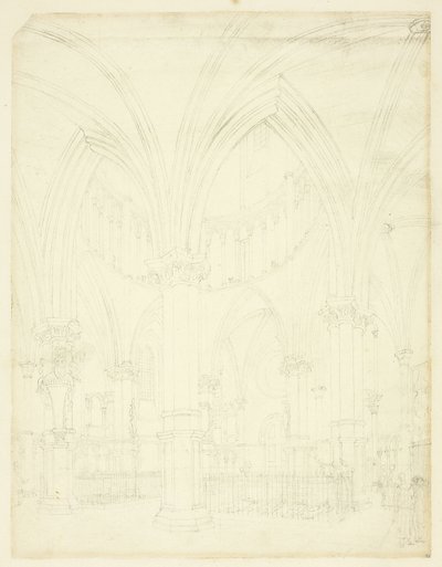 Studium dla Temple Church, z Microcosm of London autorstwa Augustus Charles Pugin