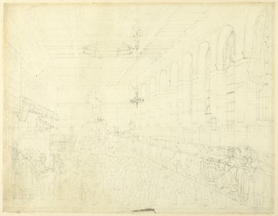Studium dla The Long Room, Custom House, od Microcosm of London autorstwa Augustus Charles Pugin