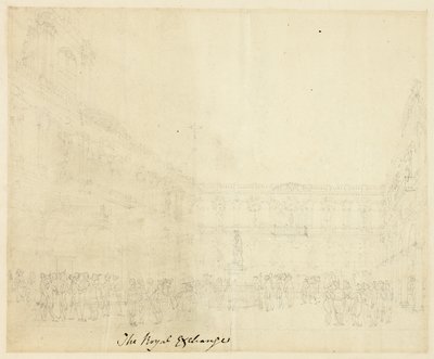 Studia dla The Royal Exchange z Microcosm of London autorstwa Augustus Charles Pugin