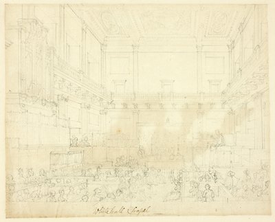 Studium dla Whitehall Chapel z Microcosm of London autorstwa Augustus Charles Pugin