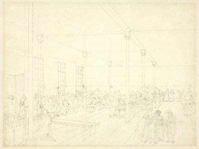Studium dla przytułku, parafia św. Jakuba, z Mikrokosmosu Londynu autorstwa Augustus Charles Pugin