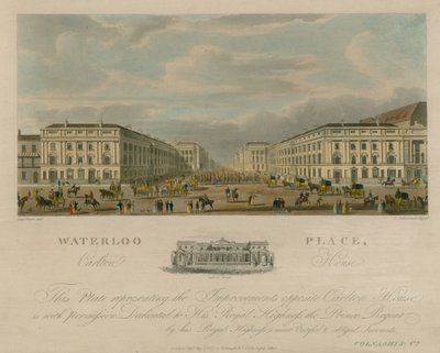 Waterloo Place, Carlton House, Londyn autorstwa Augustus Charles Pugin