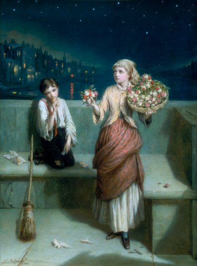 „Zamiatarka i kwiaciarka z Londynu”, 1884 autorstwa Augustus E Mulready