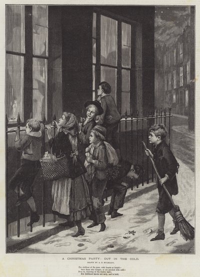 Wigilijna impreza na mrozie autorstwa Augustus Edward Mulready