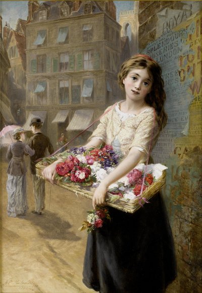 Uliczny sprzedawca kwiatów autorstwa Augustus Edwin Mulready
