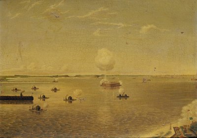 Szturm na Fort Sumter, 7 kwietnia 1863, c.1863 (olej na płótnie) autorstwa Augustus Grinevald