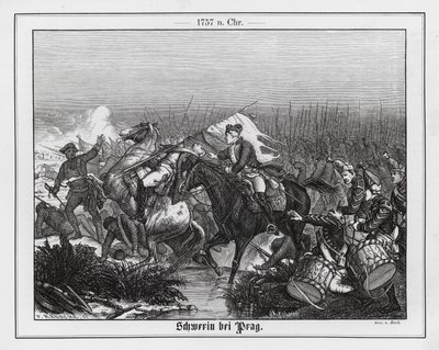 Śmierć feldmarszałka von Schwerina w bitwie pod Pragą, wojna siedmioletnia autorstwa Augustus J. Beck