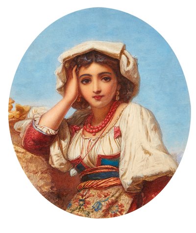 Głowa włoskiej dziewczyny (akwarela) autorstwa Augustus Jules Bouvier