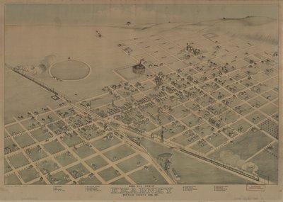Widok z lotu ptaka na Kearney, hrabstwo Buffalo, Neb. 1881 LOC 2010592833 autorstwa Augustus Koch