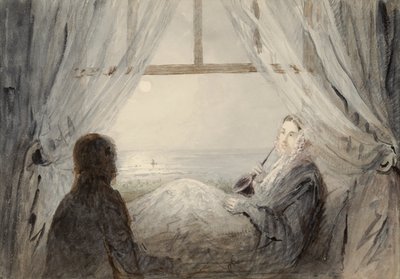 Portret Harriet Martineau na kanapie, 1844 (wc na papierze) autorstwa Augustus Leopold Egg