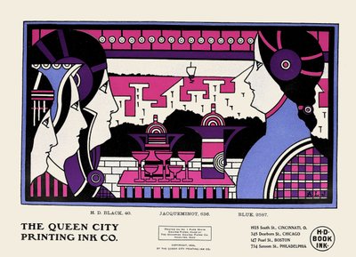 Tusz drukarski Queen City, ok. 1930 r. 1900-1910. autorstwa Augustus Ludwig Jansson