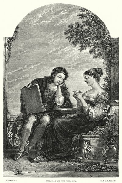 Raffaelle i Fornarina (grafika) autorstwa Augustus Wall (after) Callcott