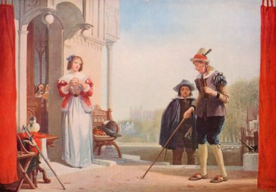Szekspir: Smukły i Anne Page, Poślubiające żony Windsoru, Akt I, Scena 1 (kolor lito) autorstwa Augustus Wall (after) Callcott