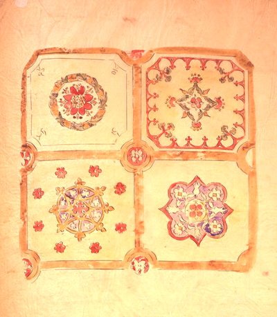 Projekt sufitu do Pałacu Westminsterskiego (pióro i tusz oraz akwarela na papierze) autorstwa Augustus Welby Northmore Pugin