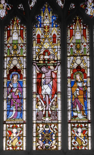 Ukrzyżowanie ze świętymi, 1851 (witraż) autorstwa Augustus Welby Northmore Pugin