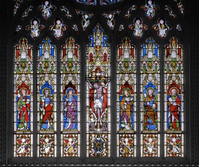 Ukrzyżowanie ze świętymi, 1851 (witraż) autorstwa Augustus Welby Northmore Pugin