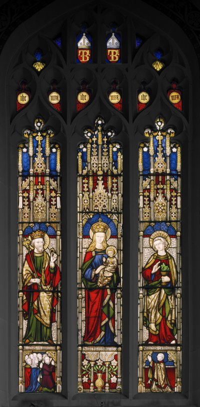 Edward Wyznawca, Dziewica z Dzieciątkiem i św. Jan Ewangelista, 1846 (witraże) autorstwa Augustus Welby Northmore Pugin