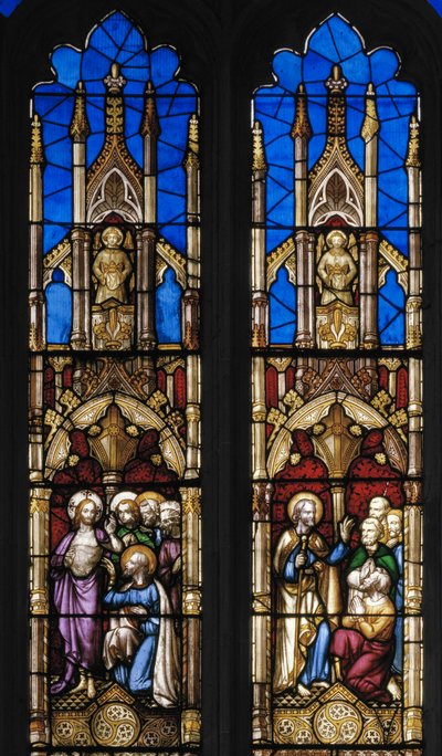 Wydarzenia z życia św. Tomasza Apostoła, detal, ok. 1843 r. (witraż) autorstwa Augustus Welby Northmore Pugin