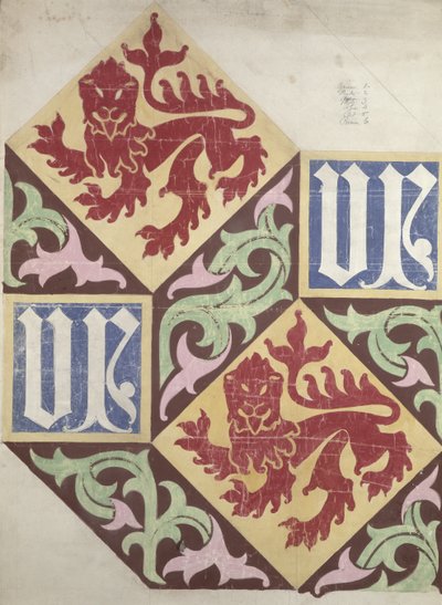 Projekt posadzki dla budynków Parlamentu (gwasz i ołówek na papierze) autorstwa Augustus Welby Northmore Pugin