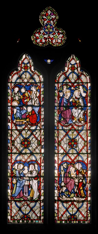 Okno Kaplicy Matki Bożej ze scenami z życia Marii, 1851 (witraż) autorstwa Augustus Welby Northmore Pugin