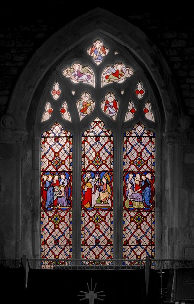 Wskrzeszenie Łazarza, Maryja przy grobie i Wskrzeszenie córki Jaira, 1850 (witraż) autorstwa Augustus Welby Northmore Pugin