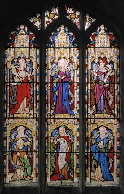 Ruth, Dziewica Maryja, Sarah, Hannah, Dorcas i Anne, 1852 (witraże) autorstwa Augustus Welby Northmore Pugin