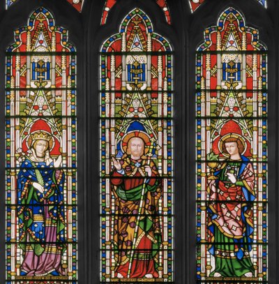 Panna i Chrystus ze świętymi, okno wschodnie, detal, 1847-48 (witraż) autorstwa Augustus Welby Northmore Pugin