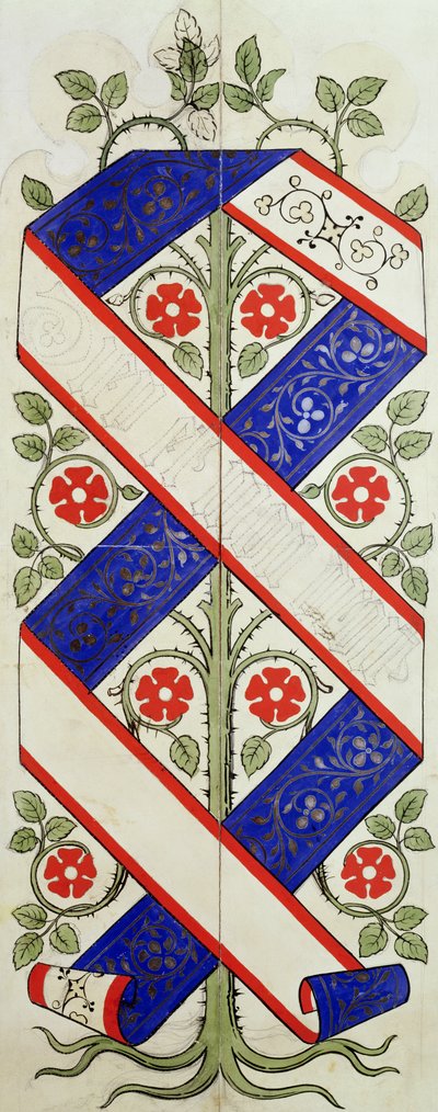 Projekt tapety dla Biblioteki Izby Lordów (wc i ołówek na papierze) autorstwa Augustus Welby Northmore Pugin