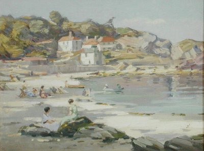 Plaża Cornish (olej na panelu) autorstwa Augustus William Enness