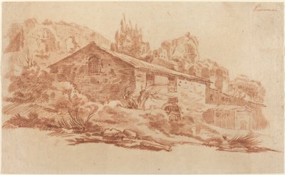 Rustykalny budynek wśród rzymskich ruin autorstwa Aureliano Milani