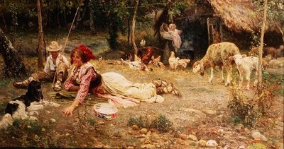 Włoska scena na farmie autorstwa Aurelio Tiratelli