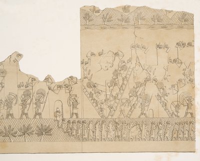 Oblężenie i eskalacja miasta (Kouyunjik), z Monuments of Niniveh, wyd. 1849 autorstwa Austen Henry Layard