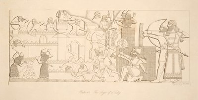 Oblężenie miasta, z Monuments of Niniveh, wyd. 1849 autorstwa Austen Henry Layard